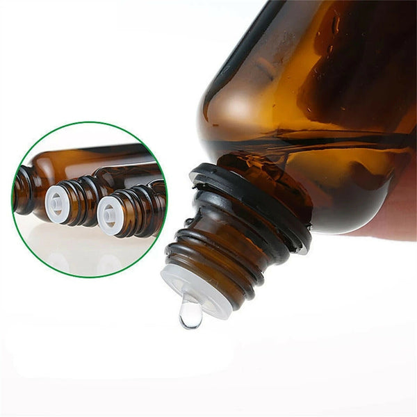 30PCS 10ML Amber Glass Essential Oil Bottles with Euro Dropper