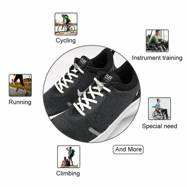 2pairs No Tie Locked Elastic Shoelace Shoe Lace Lazy Laces Sneakers Sports Adult