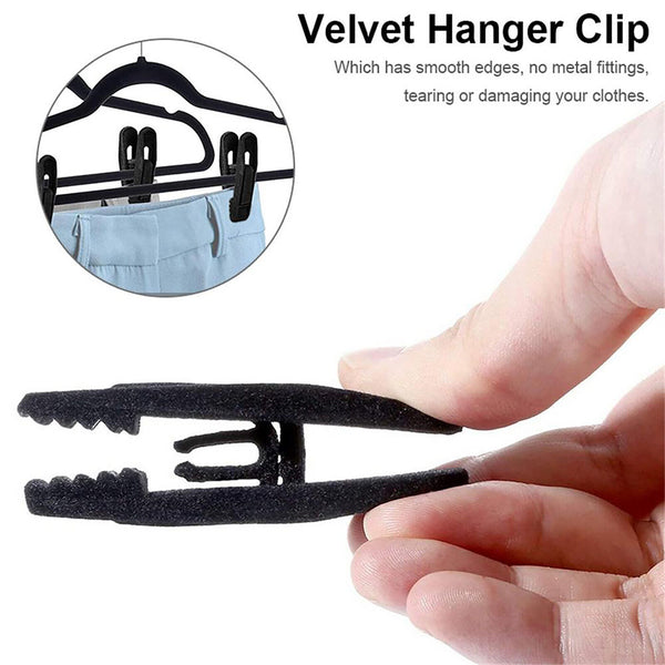 20-60x Non-Slip Velvet Hanger Clips Clothes Pant Skirt Coat Strong Finger Clips