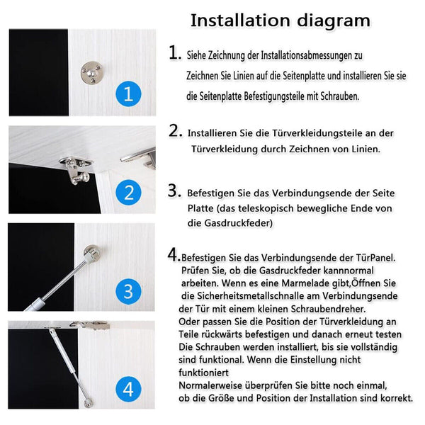 4x 100N Gas Strut Kitchen Cabinet Cupboard Door Hinges Stays Lift Door Support