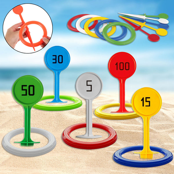Kids Ring Toss Game Set Outdoor Throwing Rings & Stakes Toy