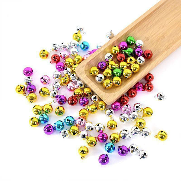 50PCS jingle bells aluminium beads 8mm christmas decoration mixed colours charms