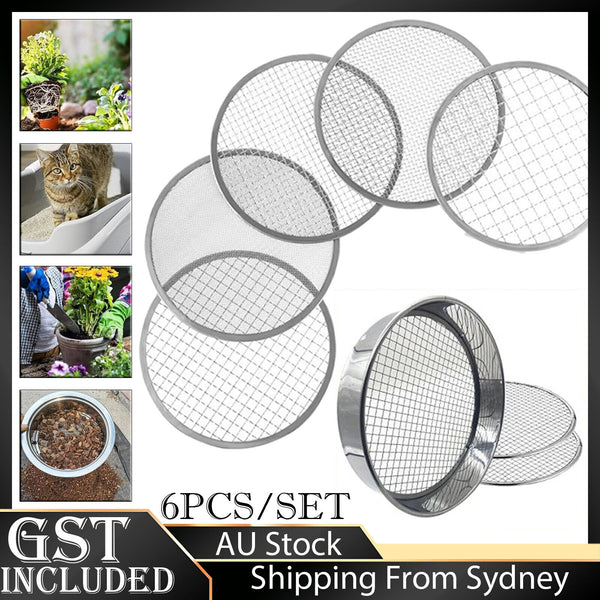 6PCS Soil Sieve Set Detachable Dirt Sifter Set With Shovel Meshes Riddle Sieve