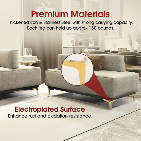 8 Pack 13cm Metal Furniture Legs – Modern Right Angle Sofa, Bed and Cabinet Replacement Feet in Black and Gold