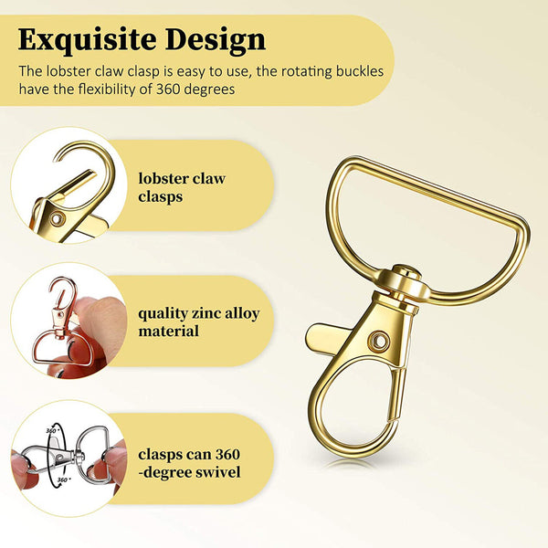 30pcs Gold Swivel Lobster Clasps Trigger Clips Clasp Snap Hook Key Chain Ring AU