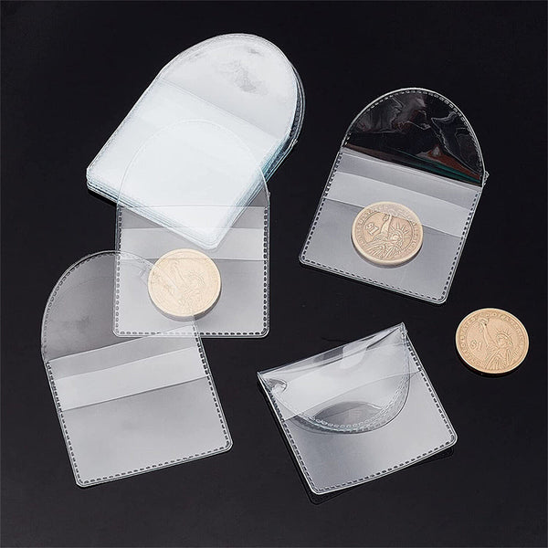 20pcs Single Pocket Coin Sleeves Holders Clear Coin Protector Sleeves Badge Bag