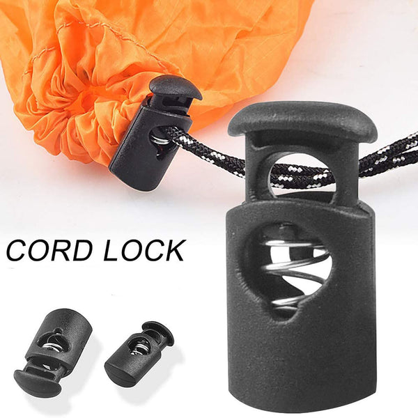 10X Single Double Hole Cord Lock Apparel Clamp Barrel Toggle Stopper Spring Stop