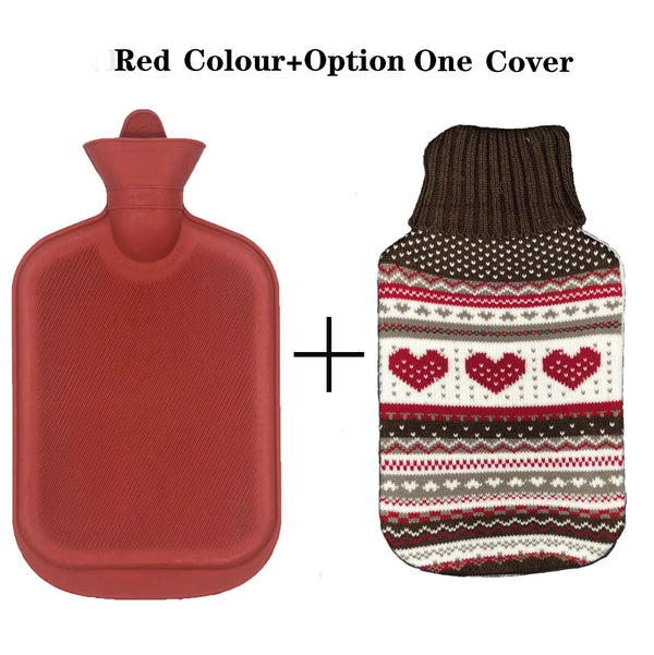 2L Hot Water Bottle Winter Warm Natural Rubber Bag Relaxing Warmer and COVER