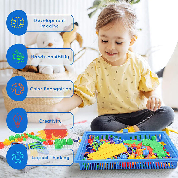 Mushroom Nails Puzzle Pegboard Jigsaw Creative DIY Peg 3D Kids Educational Toys