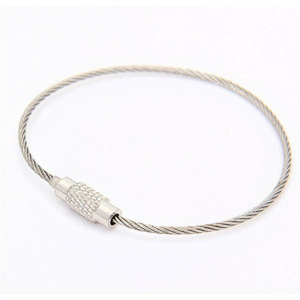 5Pcs Stainless Steel EDC Aircraft Cable Wire Loop Tag Key Chain Ring Screw Lock