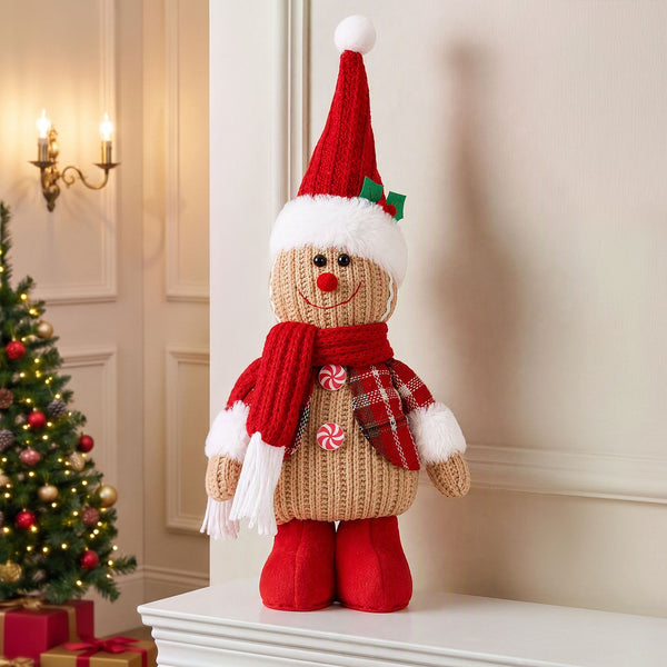 Jingle Jollys Christmas Gingerbread Man Standing Ornament Knitted Xmas Decor