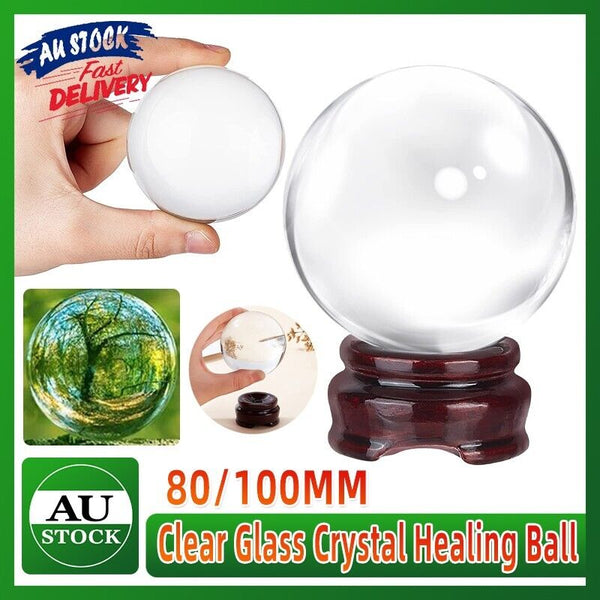 80mm Clear Glass Crystal Healing Ball Photography Lens Ball Sphere Decoration AU