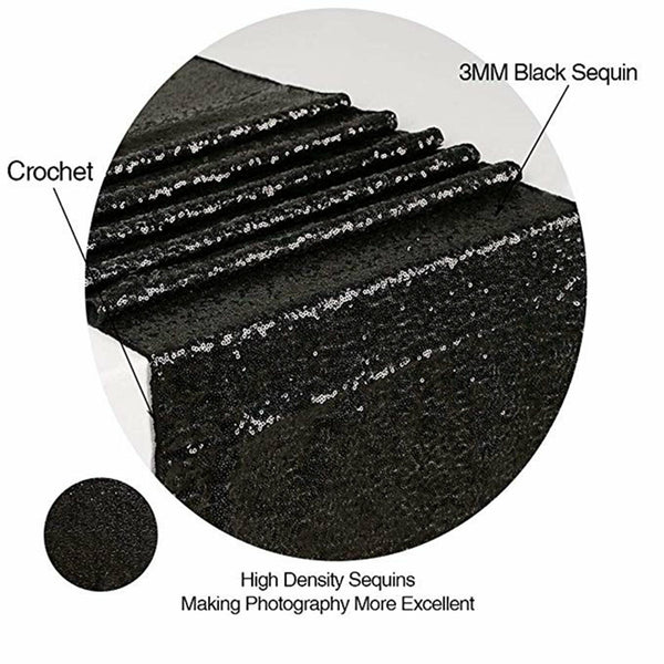 5x 30x275cm Sequin Table Runner Cloth Sashes Event Home Party Wedding Black Deco