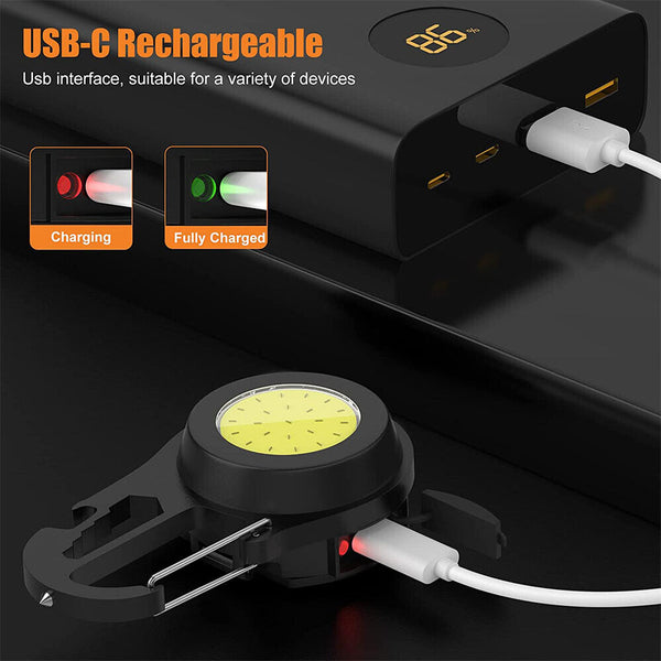 1/2x Pocket Torch COB Camping Rechargeable Keychain Work Light Mini Flashlight