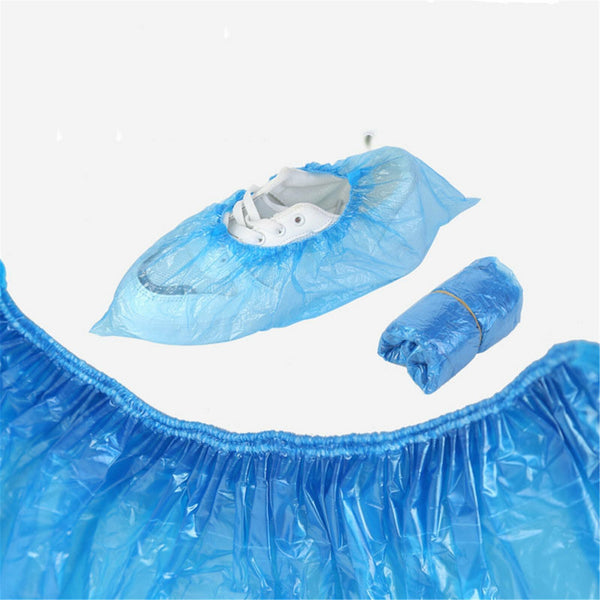 500PCS Disposable Waterproof Shoe Covers Blue Plastic Boot Covers Mud Resistant