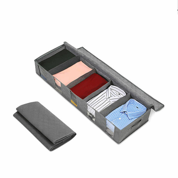 5 Compartments Clothes Shoes Organizer Box Bag Under Bed Storage