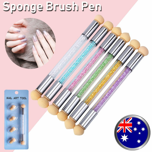 1 Set Nail Art Sponge Stamping Brush Dual-head Colour Transfer Pen Gradient Paint AU