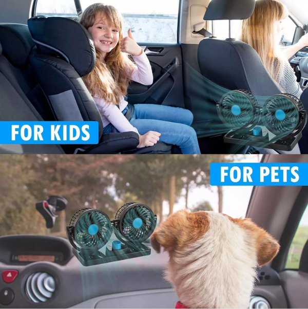 12V Auto Dashboard Cooling Air Fan 2 Speed Dual Head Car Fan 360° Rotatable