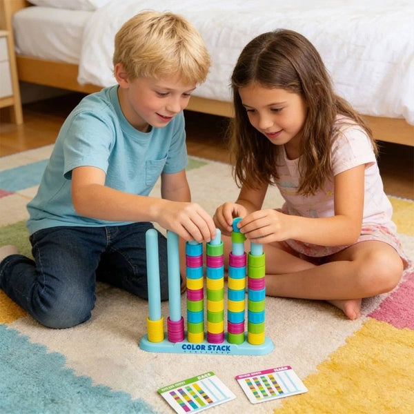 Colour Stack Puzzle Game Educational Stacking Challenge Family Board Game Kids Adults
