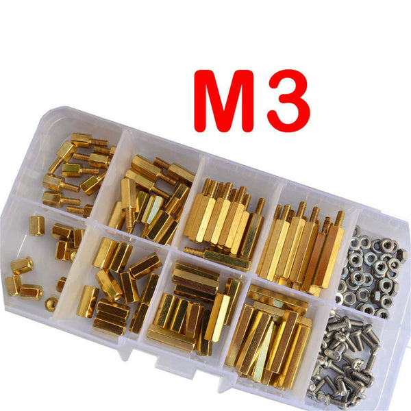 120PCS PCB Board Screws Standoffs M3 Male Female Hex Brass Spacer Nut Assortment