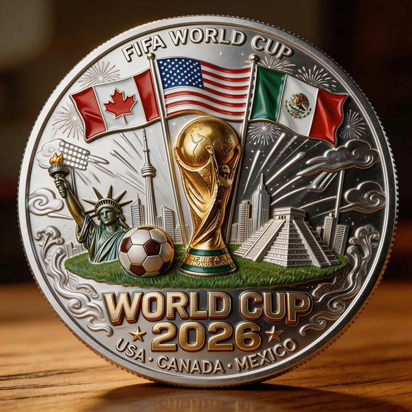 3D Commemorative Coin Football Souvenir Collectible USA Canada Mexico 2026