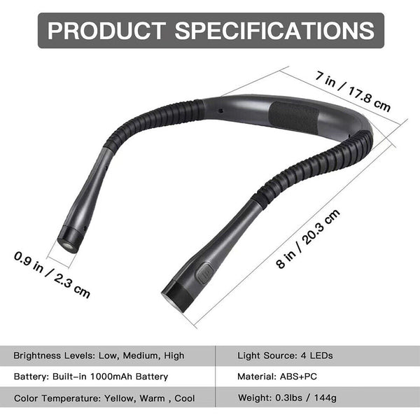 Crafting Book Light USB for Reading LED Neck Light Camping Rechargeable in Bed