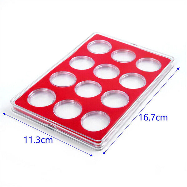 12 Holes Coin Collection Box Protective Display Case Storage Organizer Holder AU