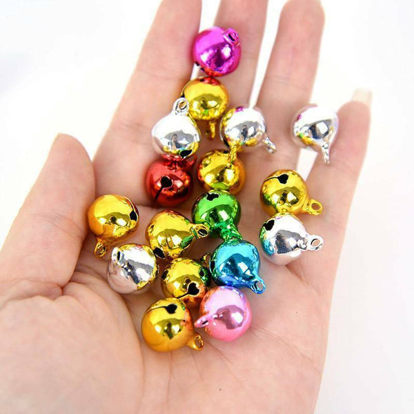50PCS jingle bells aluminium beads 8mm christmas decoration mixed colours charms
