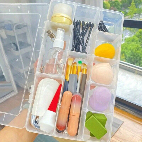 15 Grids transparent office storage box with adjustable dividers Jewellery Box