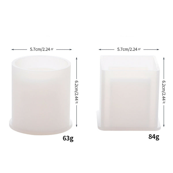 2PCS Silicone Resin Mould Set Round & Square Pen Holder Brush Pot Flower Pot Mold