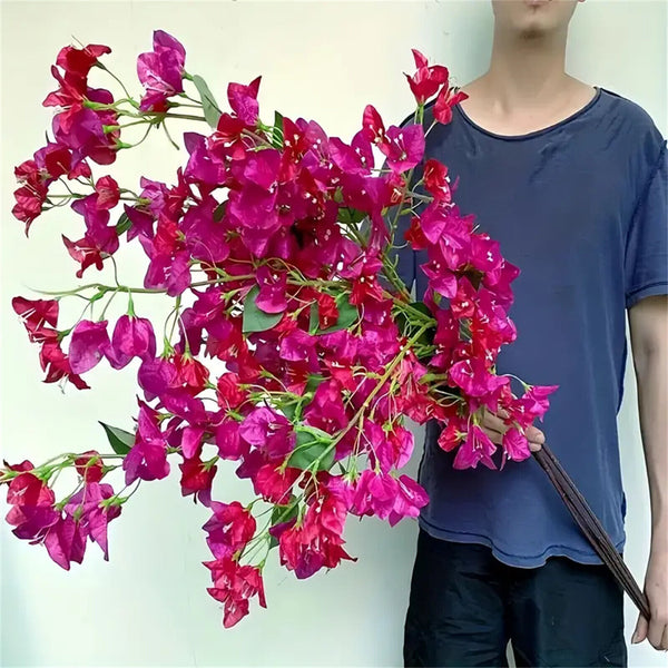2X Silk Bougainvillea Branches Bougainvillea Artificial Flowers Iron Wire Stem