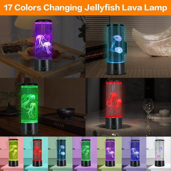 Jellyfish Lava Lamp Night Light Decor 17 Color Changing+Remote Aquarium Tank