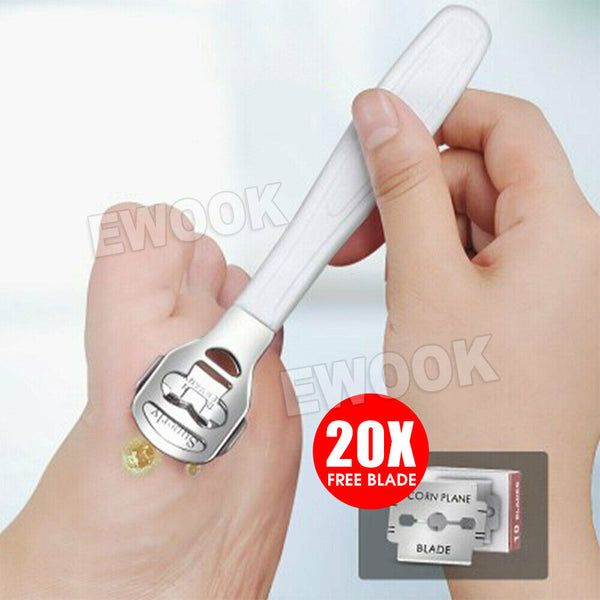 Foot File Hard Skin Remover Callus Shaver Corn Cutter Tool Pedicure + 20 Blades