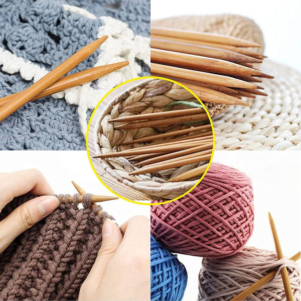18PCS 80CM Tube Carbonized Circular Bamboo Knitting Needles Set Yarn Tools NEW