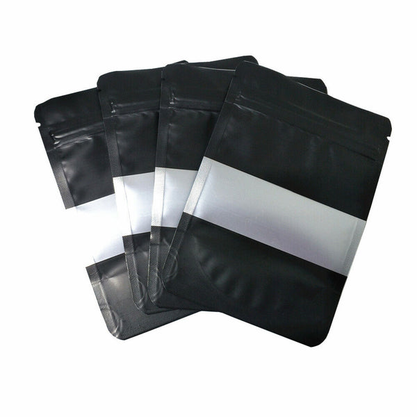 200x Heat Seal Food Lock Bag Window Black Matte Stand up Pouches Mylar Foil Bag