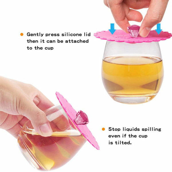 1/6pcs Seal Coffee Mug Cup Lid Glass Drink Suction Silicone Anti-dust Cover