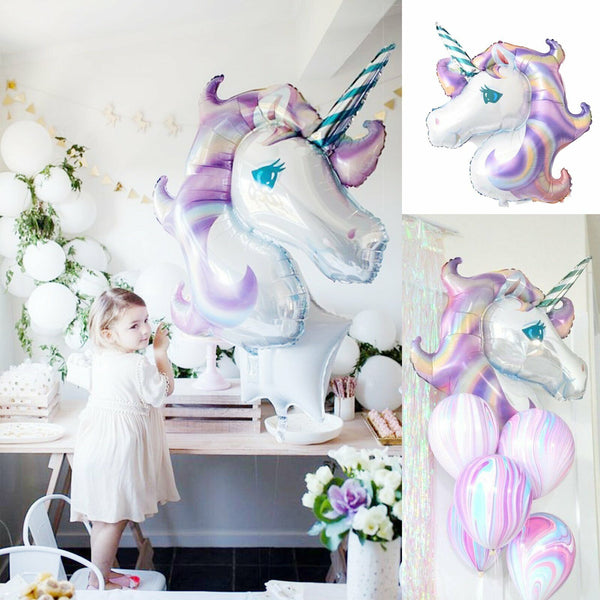 2pcs Unicorn Large Purple Foil Helium Balloon Children Birthday Party Decor AU