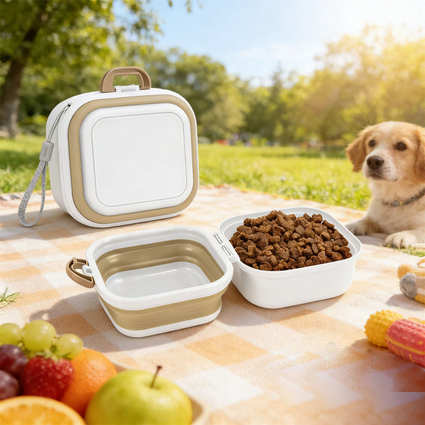 2PCS Portable Pet Food and Water Bowl Collapsible Travel Dog Cat Feeding Bowl
