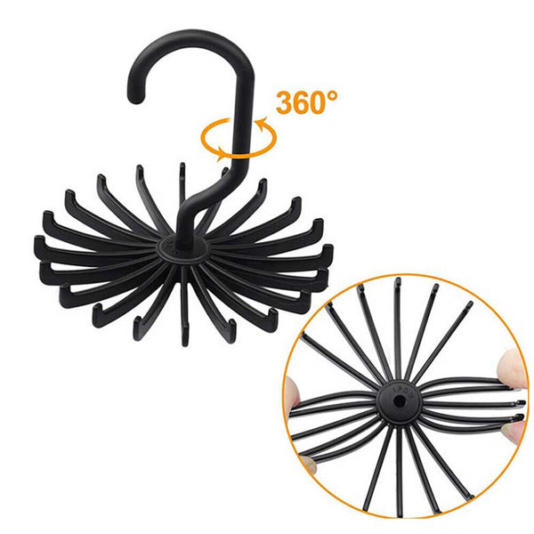 360° Rotating Scarf Rack Tie Belt Storage Holder Hanger Stand Clothes Organiser