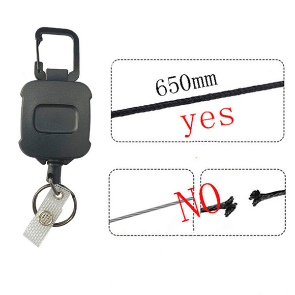 1X Heavy Duty Metal Retractable Carabiner Key Chain Ring Badge Holder Steel Cord