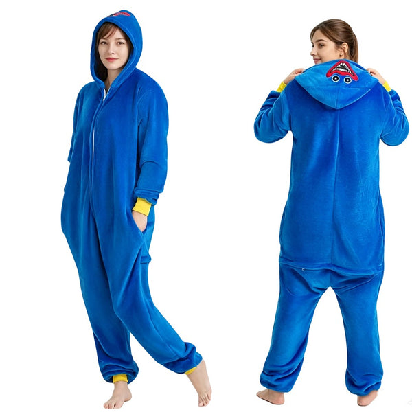 Kigurumi onesie front zip closure detail for easy dressing