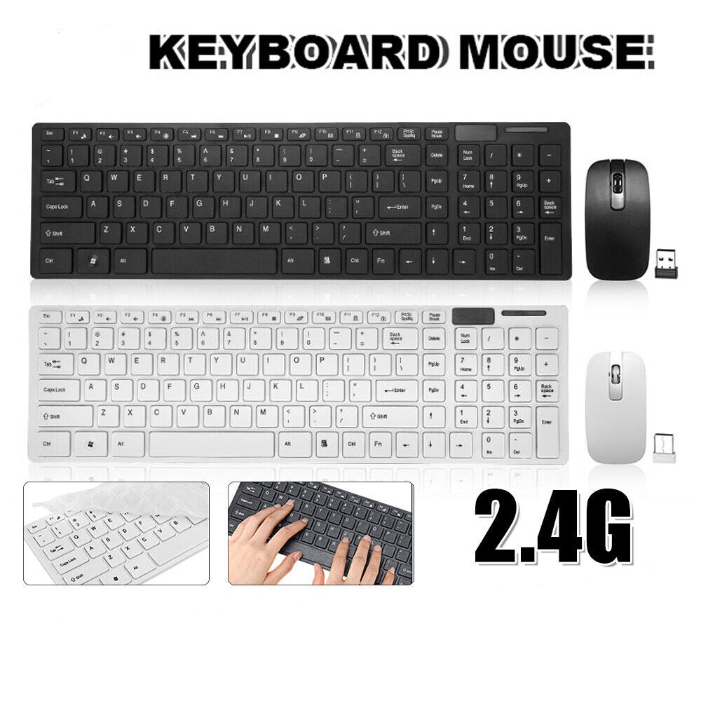 Slim Wireless Keyboard and Mouse Combo USB Set For PC Laptop Desketop Tablet - Lets Party
