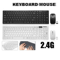 Slim Wireless Keyboard and Mouse Combo USB Set For PC Laptop Desketop Tablet
