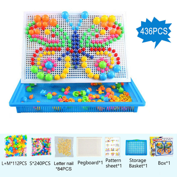 Mushroom Nails Puzzle Pegboard Jigsaw Creative DIY Peg 3D Kids Educational Toys