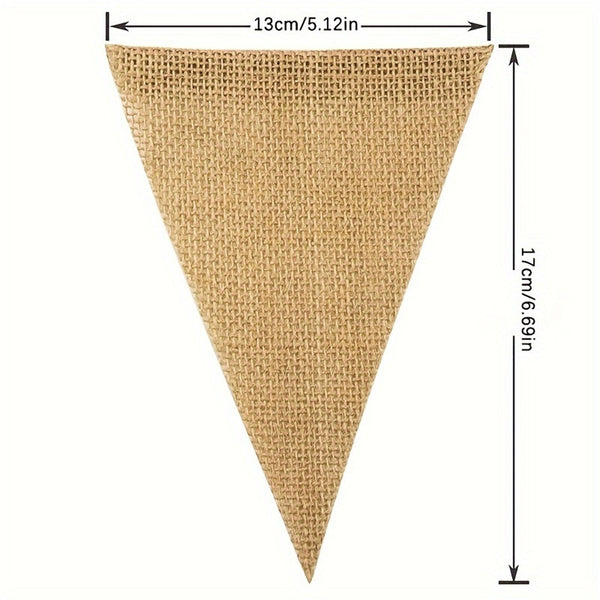 2pcs Rustic Hessian Bunting Banner | Jute Triangle Flags for Wedding Party Garden Decor