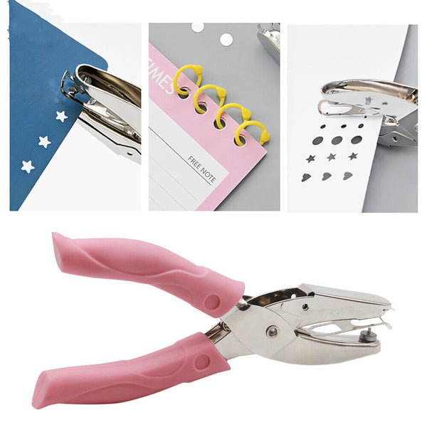 2PCS Paper Hand Hole Punch Cutter Manual Puncher Circle Heart Star Soft Grip AU