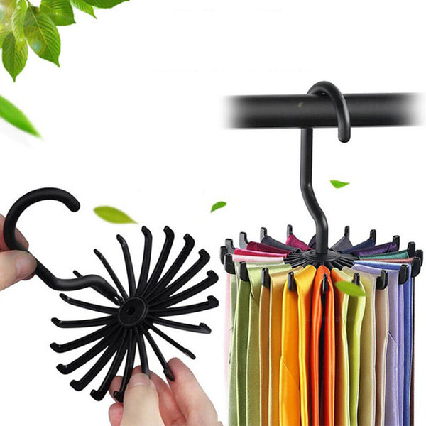 360° Rotating Scarf Rack Tie Belt Storage Holder Hanger Stand Clothes Organiser