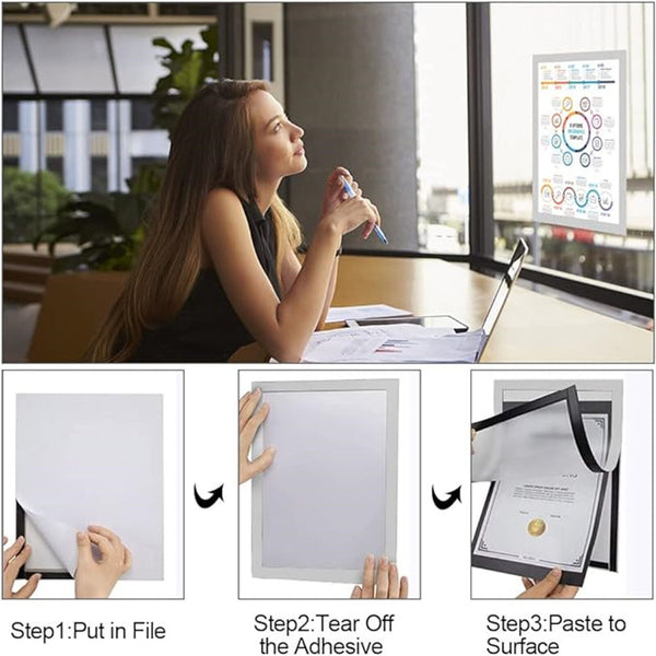 New Sign Holder Display Poster Self Adhesive Magnetic A4 Wall Windows Door Glass