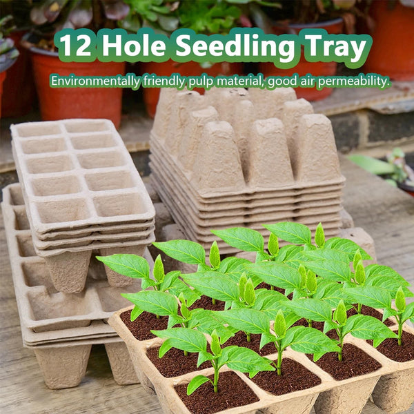 30x 12 Holes Biodegradable Paper Seedling Pots Seed Tray Garden Nursery AU
