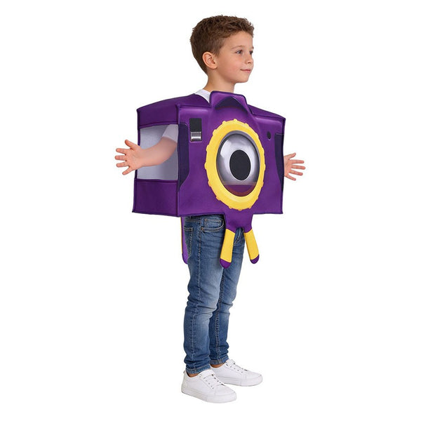Snappy purple toy camera costume tabard for children